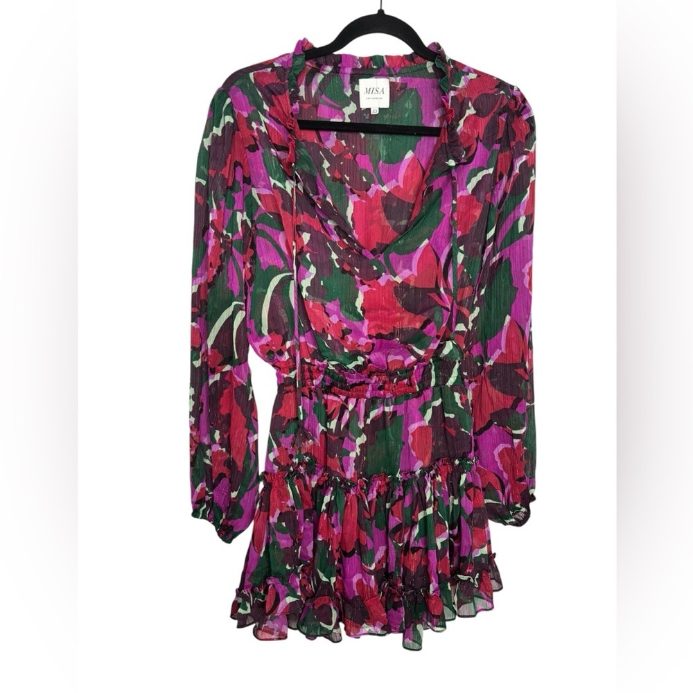 MISA Los Angeles Lorena Mini Dress in the Holiday Sparkle Abstract Print Size XS